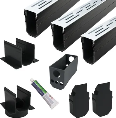 Produktbild von Schmale Entwässerungsrinne Aluminium 3 Meter – Komplettset