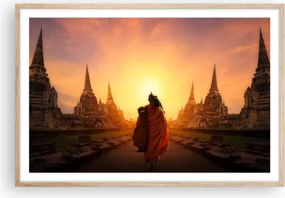 Produktbild von Gerahmtes Poster - Rahmen in heller Eiche - Tempel Mönch - 91,5x61 cm - Wand Bild - Wanddeko - Wandbilder - Kunstposter - Wandposter - Bilderrahmen - Bilder - Kunstdruck - Wandbild - P2NAA91x61-3472