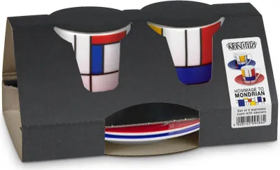 Produktbild von Könitz Hommage to Mondrian Espresso Geschenkset, 4-tlg., 2 Espresso Tassen mit Untertasse, Porzellan, 85 ml, 11 5 054 1907