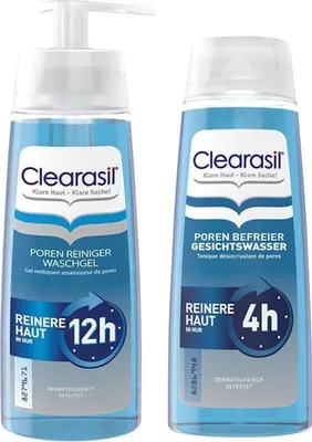 Produktbild von Clearasil Poren Reiniger Waschgel 200ml +Befreier Gesichtswasser 200ml