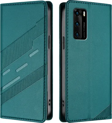 Image de Etui pour Huawei P40, étui portefeuille en cuirPolyuréthaneavec fente pour cartes et fonction stand Grün
