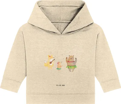 Produktbild von Mr. & Mrs. Panda Organic Baby Hoodie Waldtiere Aloha 24. - 36. Monat - Natural Raw - Geschenk, Lustige Sprüche, Kapuzensweatshirt, Musik, Kapuzenshirt, Igel, Wald, Hase