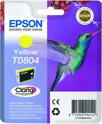Produktbild von Epson Hummingbird Singlepack Yellow T0804 Claria Photographic Ink, Gelb, Tinte auf Pigmentbasis, 7,4 ml, 1 Stück(e)