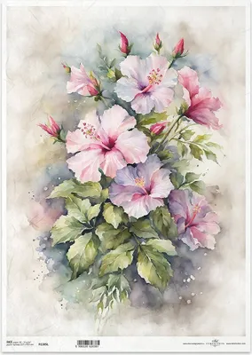 Produktbild von Reispapier Decoupage Bastelpapier für Decoupage A3 ITD-1305L Hibiskus