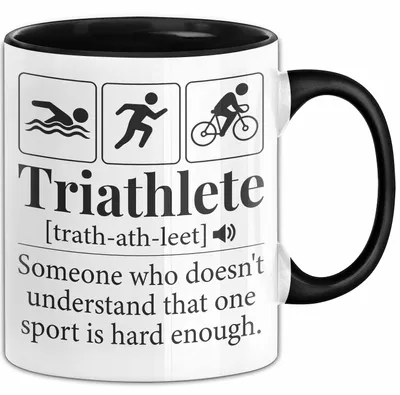 Produktbild von Triathlon Geschenk Tasse Iron Becher Mann Trathlet Geschenkidee Lustiger Spruch (Schwarz)