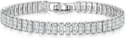 Produktbild von Damen-Armband, bunter Zirkonia-Schmuck, rechteckiges Strass-Armband, Geburtstagsgeschenk-E