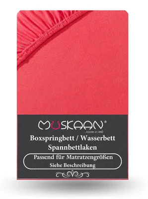 Produktbild von Premium Jersey Spannbettlaken 180x200 cm - 200x220 cm + 40 cm Boxspringbett mit Elasthan rot