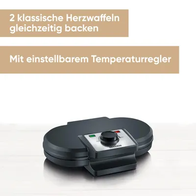 Produktbild von Severin WA 2106, 2 Waffel(n), Kreis, Abbildung, Schwarz, 1200 W