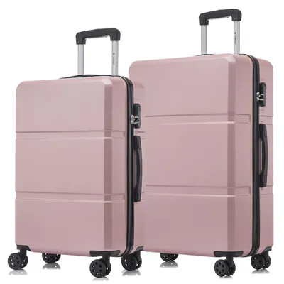 Produktbild von Suitcase Set, Rollkoffer Handgepäck, Kofferset, mit 4 Rollen 360°, Hartschalenreise Zahlenschloss, Weicher Gummigriff (2er Set, L&XL,Roségold)