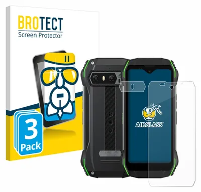 A product shot of screen protectors for a Blackview N6000 phone, along with the phone itself and its packaging.