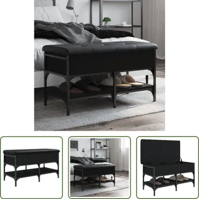 Obrázek produktu pro The Living Store Lavice na boty černá 82x42x45 cm Materiál na bázi dřeva