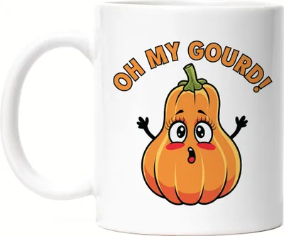 Produktbild von Oh My Gourd Kürbismotiv Tasse Weiß Geschenkidee Herbst Halloween Erntedank