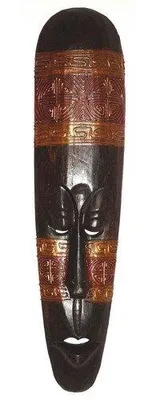 Ethnomaske 50 cm, Holz, gold, handgeschnitzt aus Bali