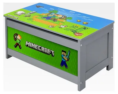 Produktbild von Sitzbank im MINECRAFT Design mit Stauraum und Klappe