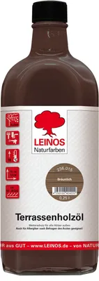 Produktbild von LEINOS Terrassenholzöl Bräunlich 0,25 l – Terrassenöl, für Terrasse & Zaun