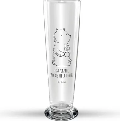 Produktbild von Mr. & Mrs. Panda Trinkglas Bär Kaffee - Transparent - Geschenk, Coffee, Glasbierglas, Bierglas, Guten Morgen, Bier Glas, Glasbecher, Bären, Motivation, Bierbecher