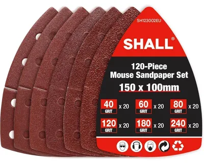 Immagine prodotto di Carta abrasiva per levigatrice orbitale, set da 120, formato 152x105 mm, con 11 fori, grane diverse (da 40 a 240)