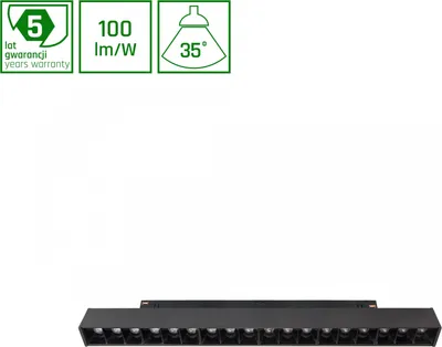 Produktbild von GRID M LED Stromschienenstrahler 48V 17W 35° Warmweiß UGR<19 Blendfrei Schwarz