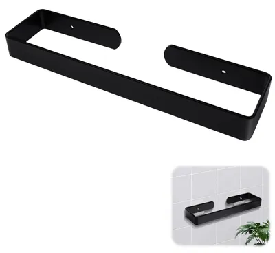 Produktbild von Handtuchhalter Ohne Bohren oder Zum Bohren, Badezimmer Handtuchhalter, Handtuchhalterung Bad Ohne Bohren Schwarz, Aluminium Handtuchstange zum Kleben für Bad & Küche, Wandmontage Badetuchhalter