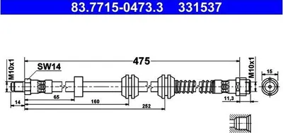 Produktbild von ATE 83.7715-0473.3 Bremsschlauch Hinten passend für MERCEDES-BENZ M-Klasse (W166) GLE (W166) GL (X166) GLE Coupe (C292) GLS (X166)