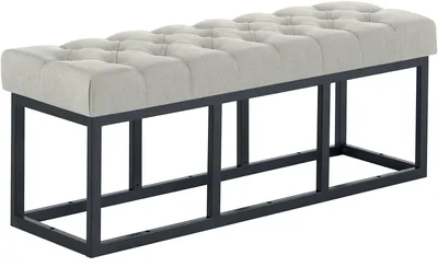Produktbild von CLP Sitzbank Amun Stoff mit schwarzem Metallgestell grau Größe 120 cm