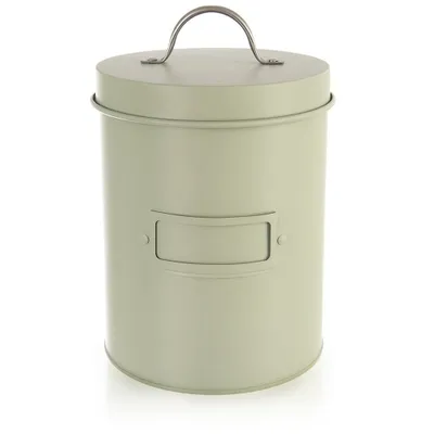 A single green metal storage container with a lid and handle, shown against a white background.