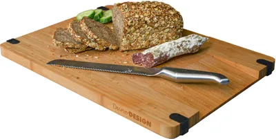 Produktbild von Massiv Holz Schneidebrett mit Ausguss 44x30x2cm Antirutsch Brett XL