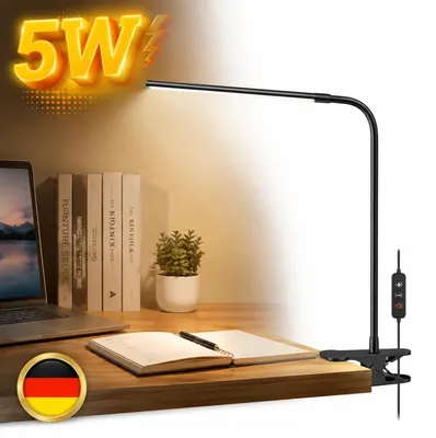 Immagine prodotto di Lampada da lettura LED dimmerabile con clip, ideale per il letto o la scrivania