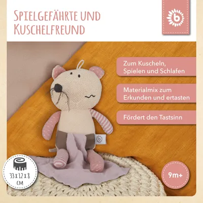 Produktbild von Bieco Kuscheltier Maus mit Schmusetuch | 30 cm | Maus Kuscheltier Gehäkelt | Weiche Baby Stofftier Maus zum Kuscheln | Maus Kuscheltier Baby | Gehäkeltes Kuscheltier für Babys | Baby Kuscheltiere
