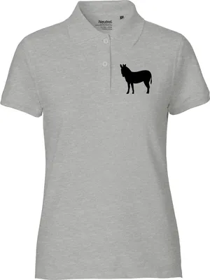 Produktbild von Huuraa Damen Polo Shirt Esel Silhouette M Sport Grey Bio Baumwolle Fairtrade Poloshirt Geschenkidee