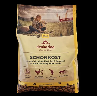Produktbild von deuka dog Schonkost Hundefutter 3 kg, glutenfrei, für ältere & empfindliche Hunde, Gelenk-unterstützend