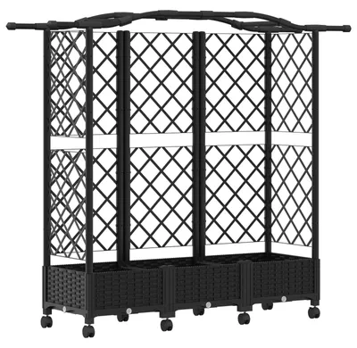 Obrázok produktu pre Vyvýšený záhradný box s mriežkou a čiernou strechou, rozmer 163 x 40 x 129 cm, materiál: PP