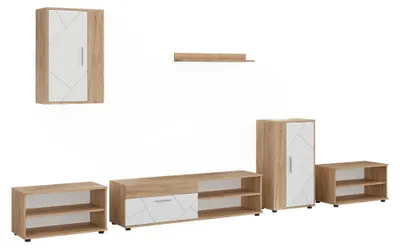 Produktbild von Wohnwand Vicco Berno Goldkraft Eiche/Weiß 6-teiliges Set, Model 59213