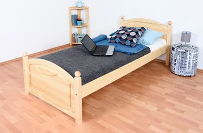 Produktbild von Einzelbett / Gästebett Kiefer massiv Vollholz natur 82, inkl. Lattenrost - 90 x 200 cm (B x L)