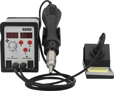 Image de Station de soudage et à air chaud numérique 2 en 1 - 750 W - 220 V - Avec fer à souder et pistolet à air chaud - Noir
