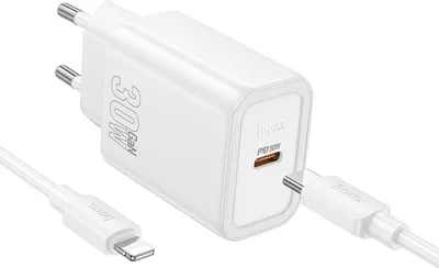 Immagine prodotto di Hoco Caricabatterie USB C QC PD 30W + cavo da USB C a Lightning N62 bianco