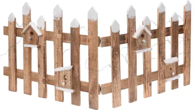 Produktbild von Gartenzaun mit Lichterkette - 100 x 40 cm - Weihnachten Deko Zaun mit 30 LED in warmweiß beleuchtet Batterie betrieben