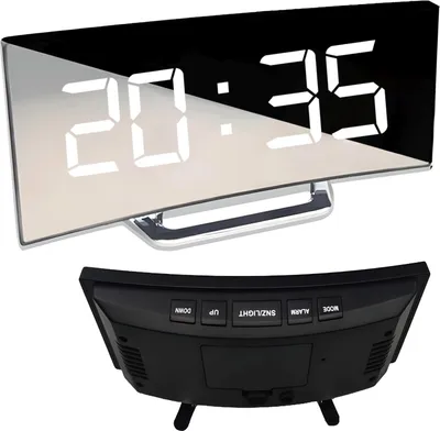 Zdjęcie produktu dla Zegarek budzik elektroniczny z termometrem datą lustro LED