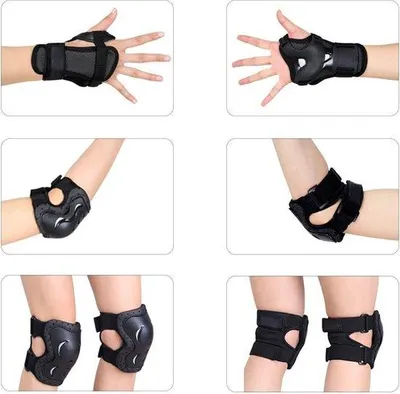 Produktbild von Schutzausrüstung für Kinder, 6-teiliges Set mit Knie-, Ellenbogen- und Handgelenkschützern