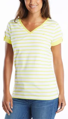 Productafbeelding van Nautica Damen, comfortabele top met V-hals, gestreept, superzacht, stretchkatoen
