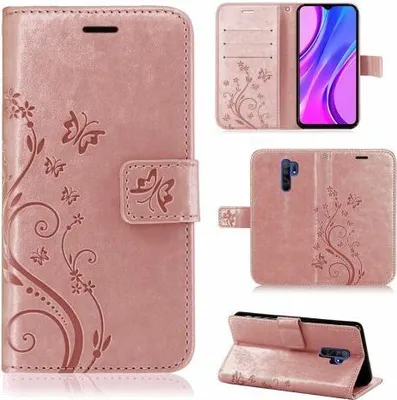 Produktbild von Xiaomi Handy Tasche Handyhülle Schutz Hülle Blumen Flip Cover Wallet Case Etui Xiaomi Redmi Note 8T Rosegold