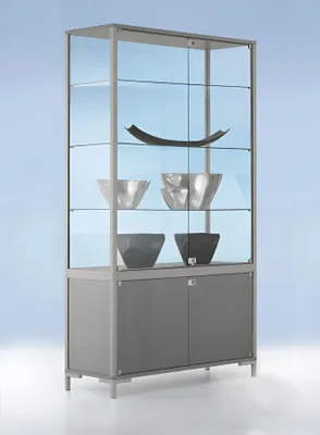 Produktbild von Staufachvitrine 1000 Nachbildung Silber mit vollverglastem Vitrinenteil