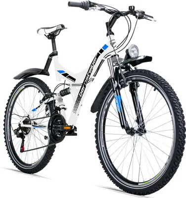 Produktbild von Bergsteiger Memphis 26 Zoll Mountainbike, geeignet ab 150 cm, Dynamo-Licht, StVZO, Shimano 21 Gang-Schaltung, Vollfederung, Jungen-Fahrrad & Herren-Fahrrad