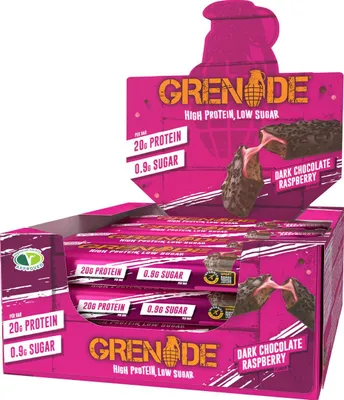 Produktbild von Grenade Protein Bar - 12 x 60 g Dark Chocolate Raspberry