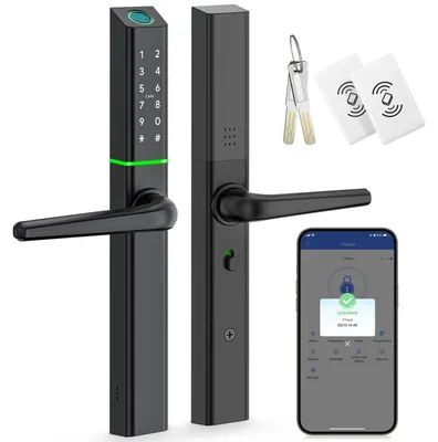 Image de Serrure électronique smart lock verrou numérique - Empreinte digitale et application - Fin - Pour porte aluminium et bois
