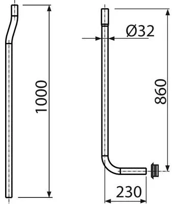 Produktbild von Spülrohr Komfort mit Verlängerung 32 mm x 100 cm weiß