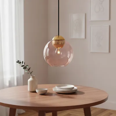 Productafbeelding van Design hanglamp Midori roze glas, AI-gegenereerde afbeelding
