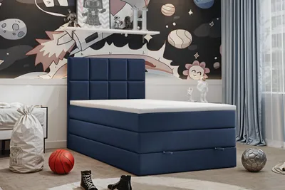 Produktbild von VELAR Boxspringbett mit bettkasten "OLAF PREMIUM", 100 cm, Marineblaue