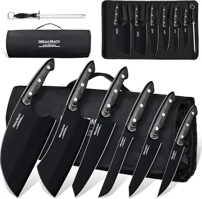 Imagen del producto de Juego de cuchillos de cocina con afilador – 6 piezas. Juego de cuchillos afilados