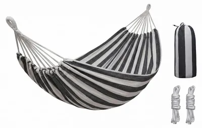 Produktbild von Hängematte ZENVIO 200x80, grau-weiß + Tasche